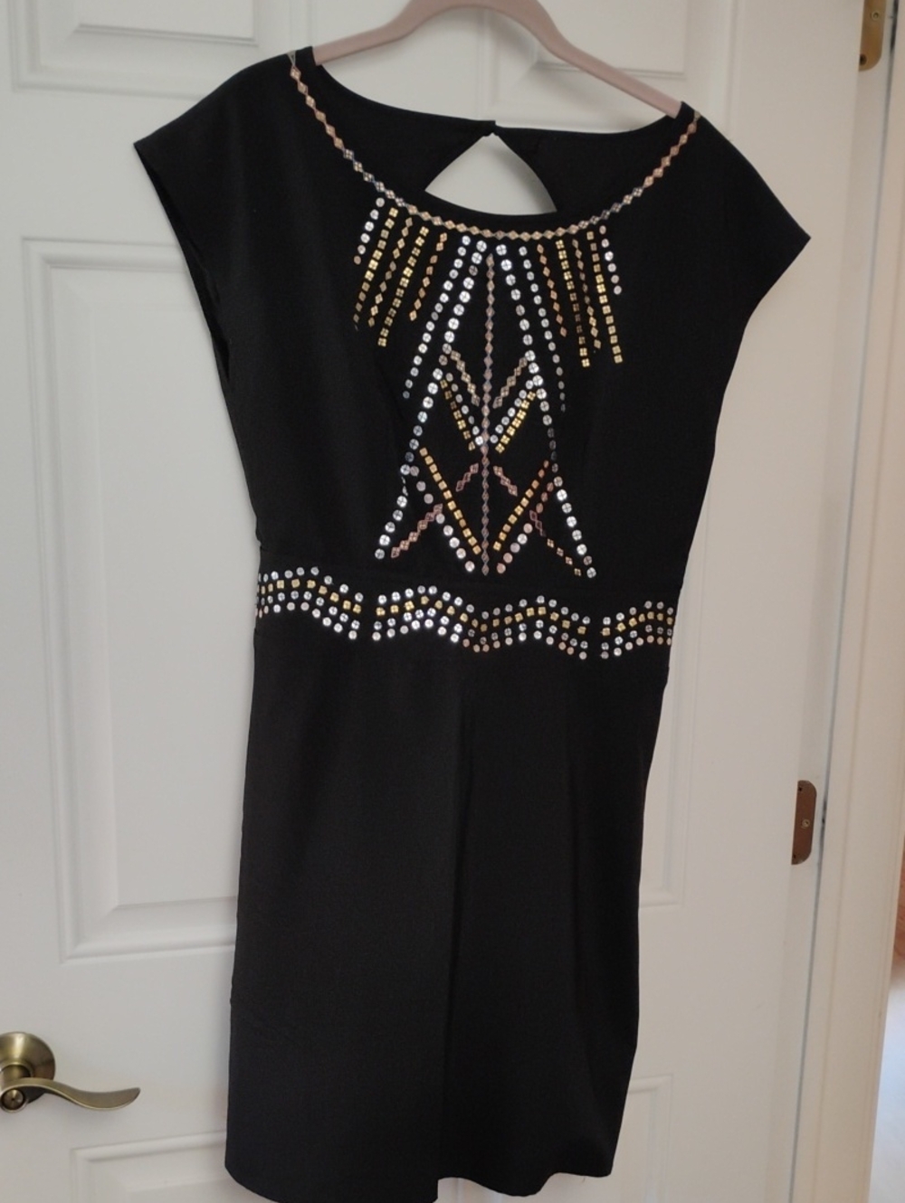 Black Embellished Sheath Dress with Metallic Studs